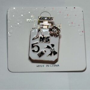 Mint Elegant White and Black Perfume Bottle Shaped BROOCH